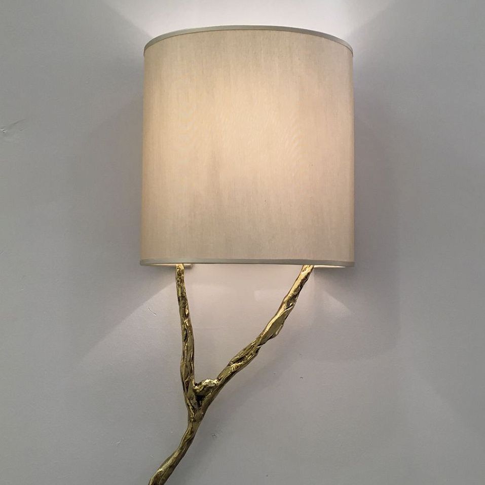 Angel Wall light – 028 ANGEL Cast brass/Lampshade in pebble shantung// настенный E14 1х60  х   