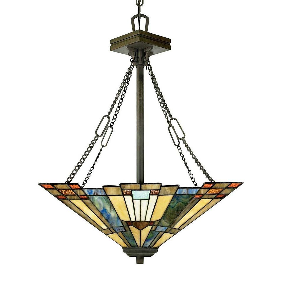 QZ-INGLENOOK-P-B INGLENOOK Valiant Bronze/blue, warm honey amber and cream// подвесной E27 3х60  х   