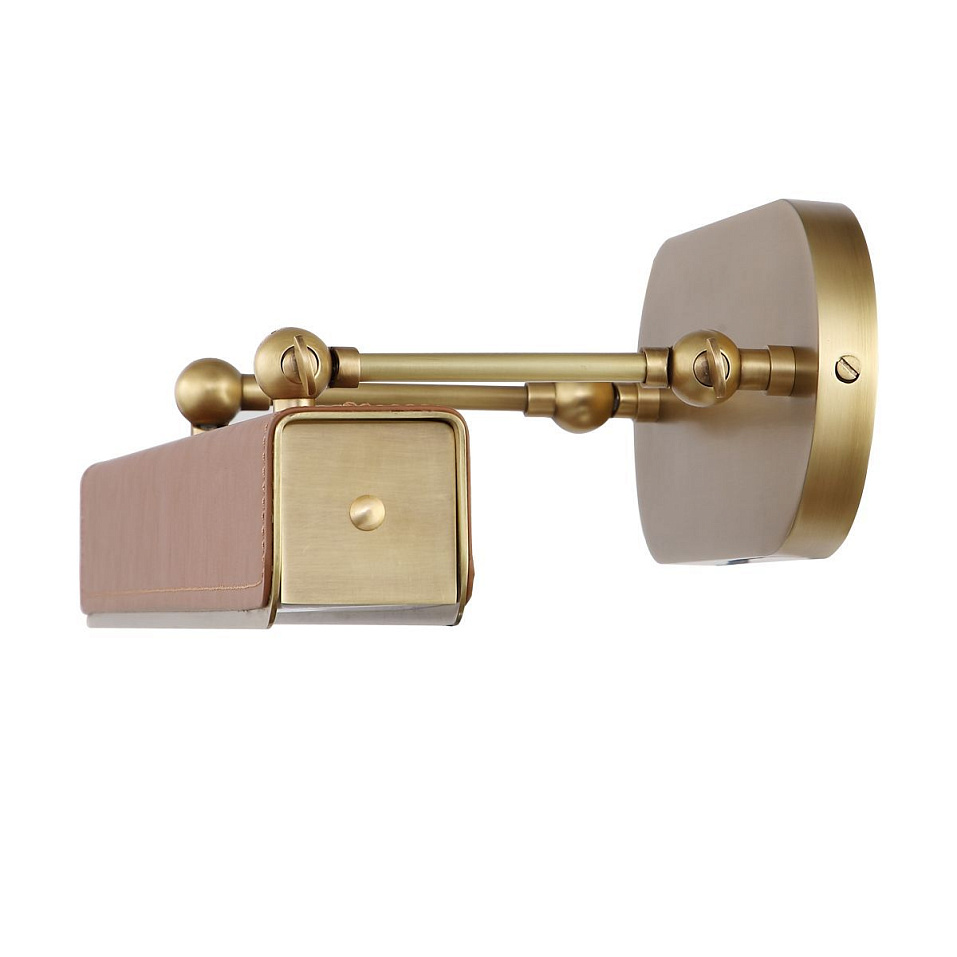 QN-VALISE-PL-M-VBS-CL  VALISE Vintage Brass/Cognac Leather ///Frosted подсветка для картин LED 1х18.   