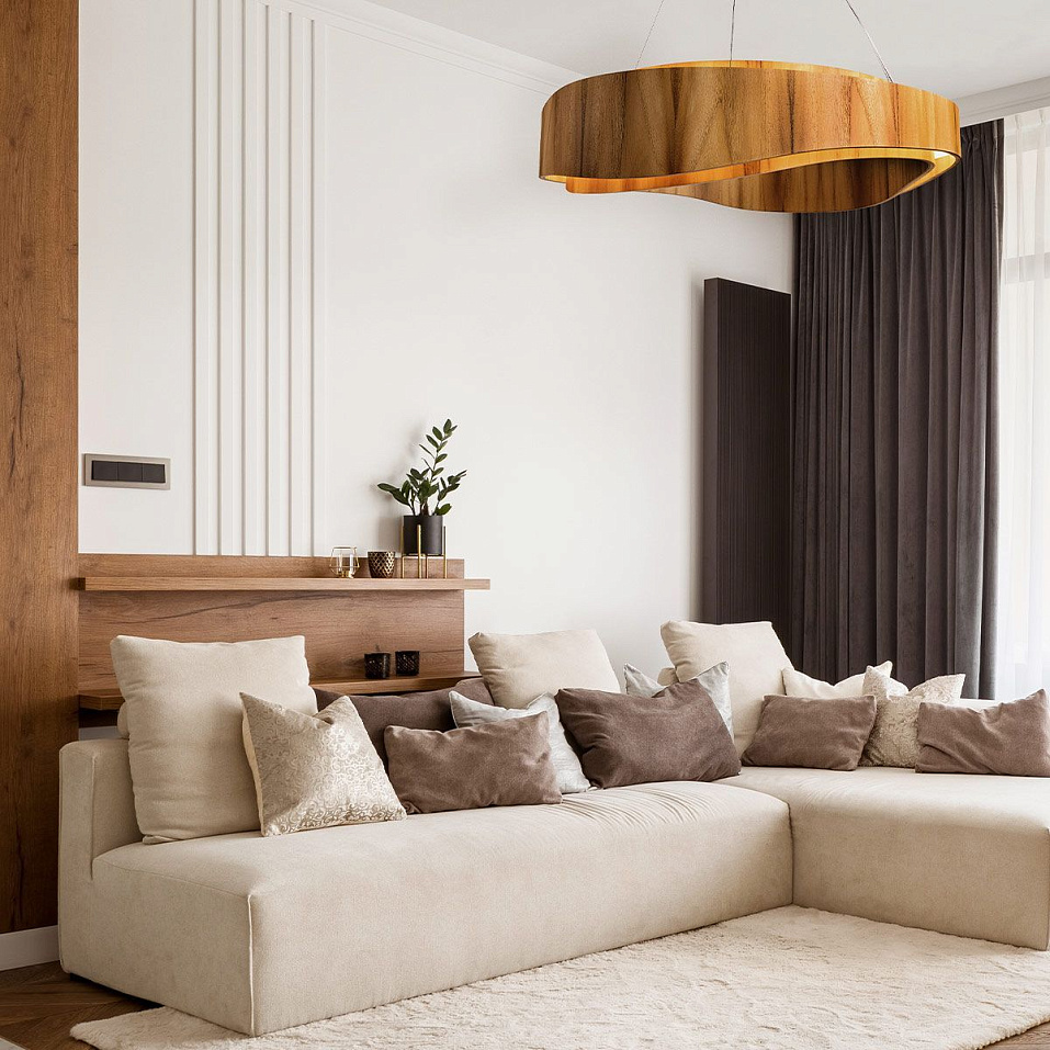 QN-HORIZON-RING-LED-80-TEAK HORIZON Teak Veneer / Nickel/Teak Veneer//матовый подвесной LED 1х58  х   