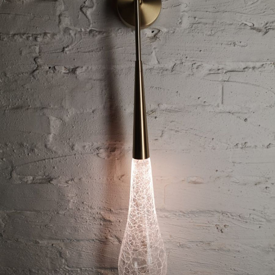 DROP WALL LAMP DROP латунь/прозрачный/кракле// настенный G9 1х7  х   