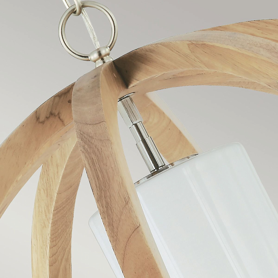 FE-ALLIER-P-L-LW ALLIER Light Wood/Brushed Steel/opal// подвесной E27 1х60  х   