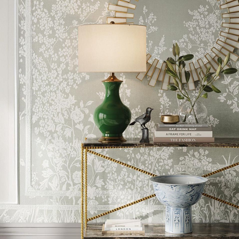 QNC-LILOU-TL-GREEN LILOU Green / Antique Brass/Eggshell// настольный E27 1х150  х   