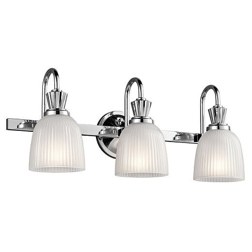 KL-CORA3-BATH CORA Polished Chrome/Ribbed Glass// настенный G9 LED 3х3  х  KL-CORA3-BATH
