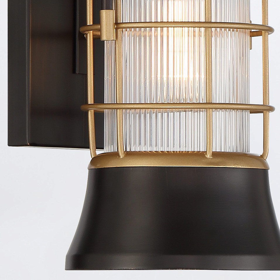 QN-RIVAMAR-S-BLK-GD RIVAMAR Black and Brushed Gold/Clear Ribbed// настенный E27 1х40  х   