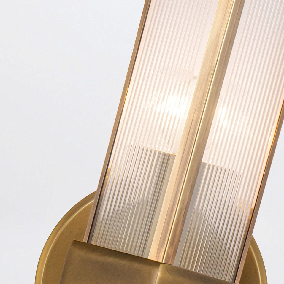 QN-CAIRO-2WB-VBS-CR CAIRO Vintage Brass/Clear Ribbed // настенный E27 2х60  х   