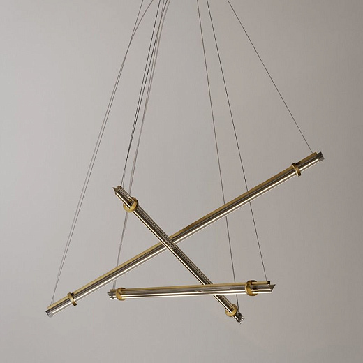 024S1M03R.CE Optical Suspension 3  Natural Burnished Brass /Smoke Grey Trihedron // подвесной LED 3х  024S1M03R.CE