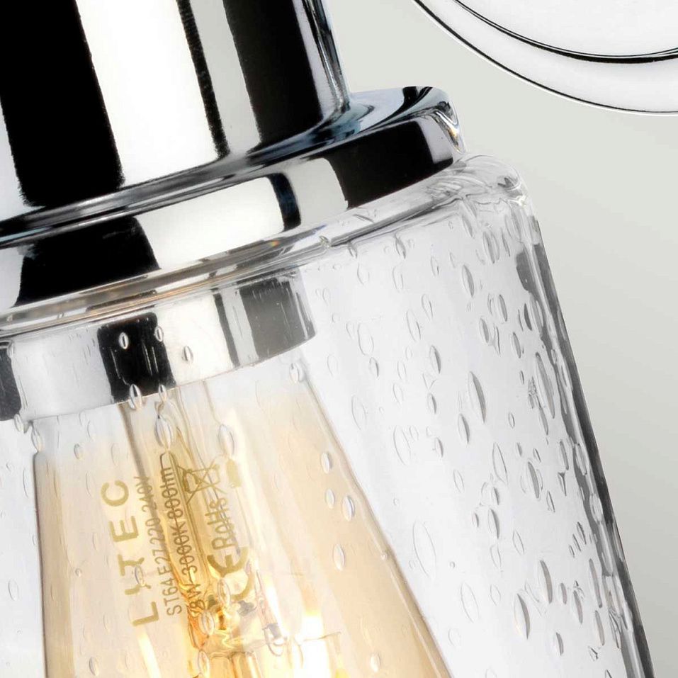 BATH-MORVAH1-PC MORVAH Polished Chrome /Clear Seeded Glass // настенный E27 1х60  х   