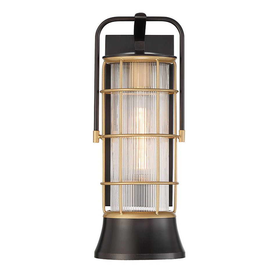 QN-RIVAMAR-M-BLK-GD RIVAMAR Black and Brushed Gold/Clear Ribbed// настенный E27 1х40  х   