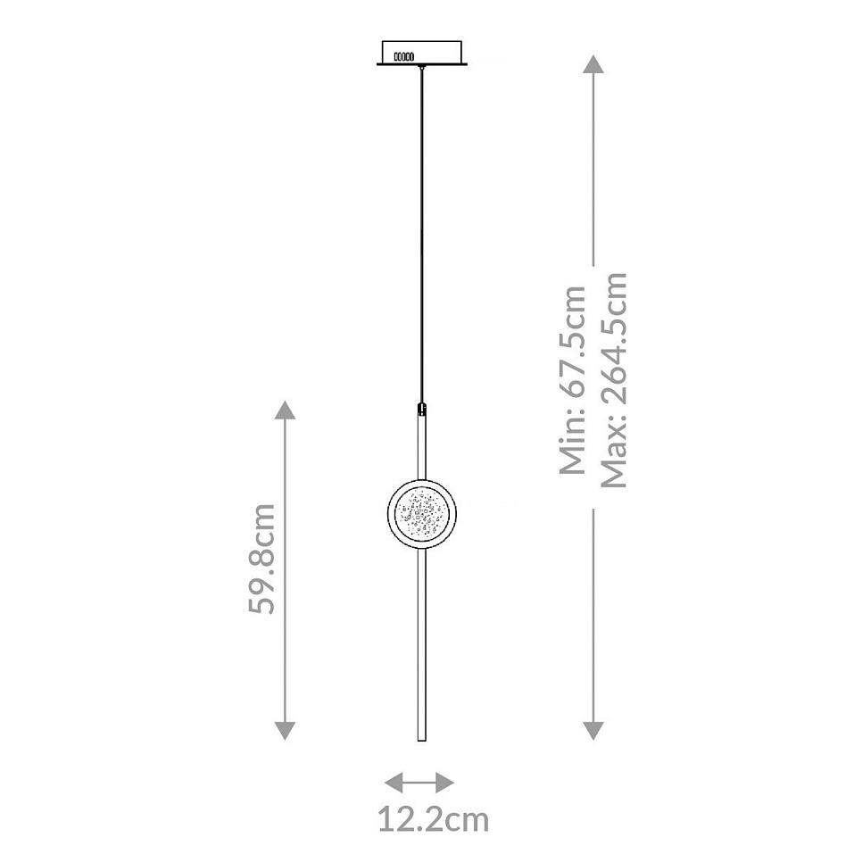 QN-BARLETTA-1P-BK BARLETTA Black/Clear Seeded Glass// подвесной LED 1х6  х   