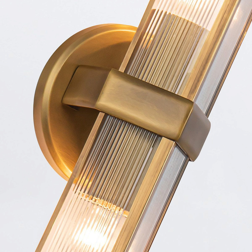 QN-CAIRO-2WB-VBS-CR CAIRO Vintage Brass/Clear Ribbed // настенный E27 2х60  х   