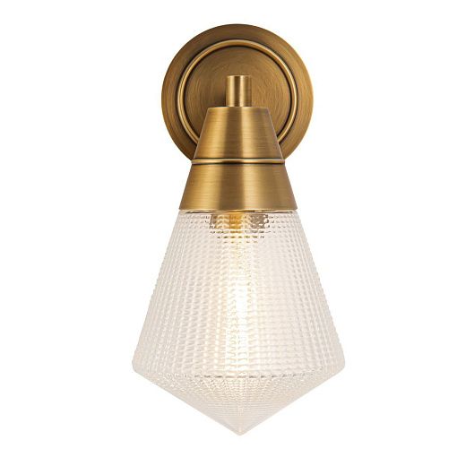 QN-WILLARD-1WB-VBS-PG  WILLARD Vintage Brass /Clear Prismatic// настенный E27 1х60  х  QN-WILLARD-1WB-VBS-PG 