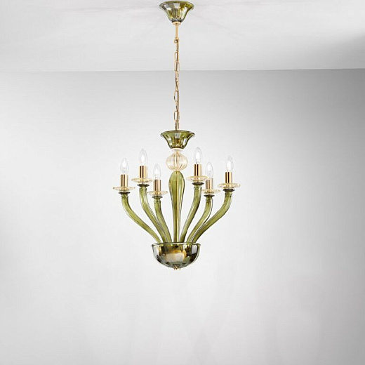 1007/6 ROSA gold/olive green/pearl/// подвесной E14 6х40  х  1007/6