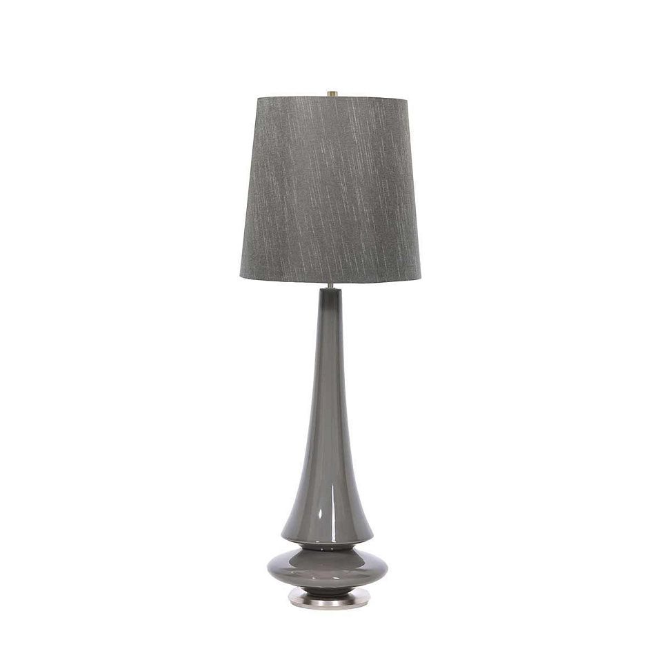 SPIN-TL-GREY SPIN Mid Grey Glaze/Polished Nickel/Grey// настольный E27 1х60  х   