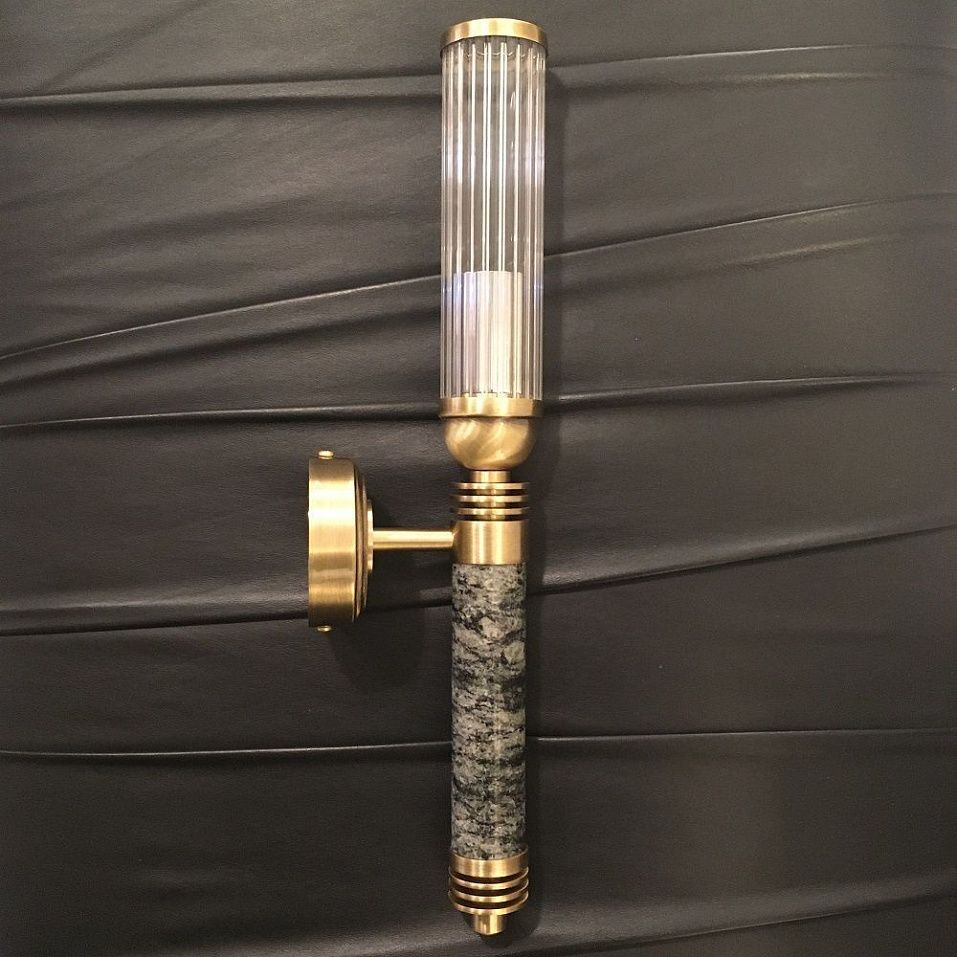 IZA-K-1(P/5)T IZANO brass patina/green grey granit/clear// настенный E14 1х40  х   