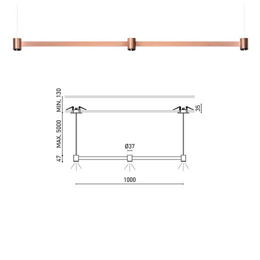 A3420010BC ART Brushed Copper/// подвесной LED 3х2,1  х  A3420010BC