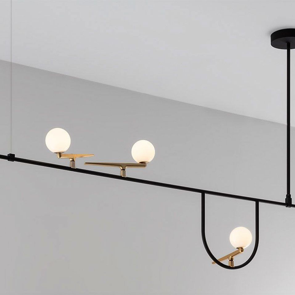 1104 010A  YANZI black/brass/white// подвесной LED 3х7  х   