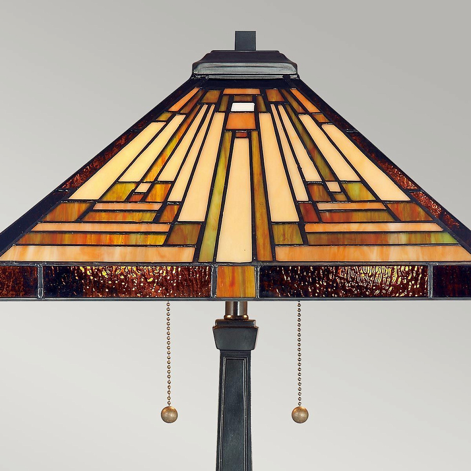 QZ-STEPHEN-TL STEPHEN Vintage Bronze/Amber, Bisque & Earthy Green// настольный E27 2х60  х   