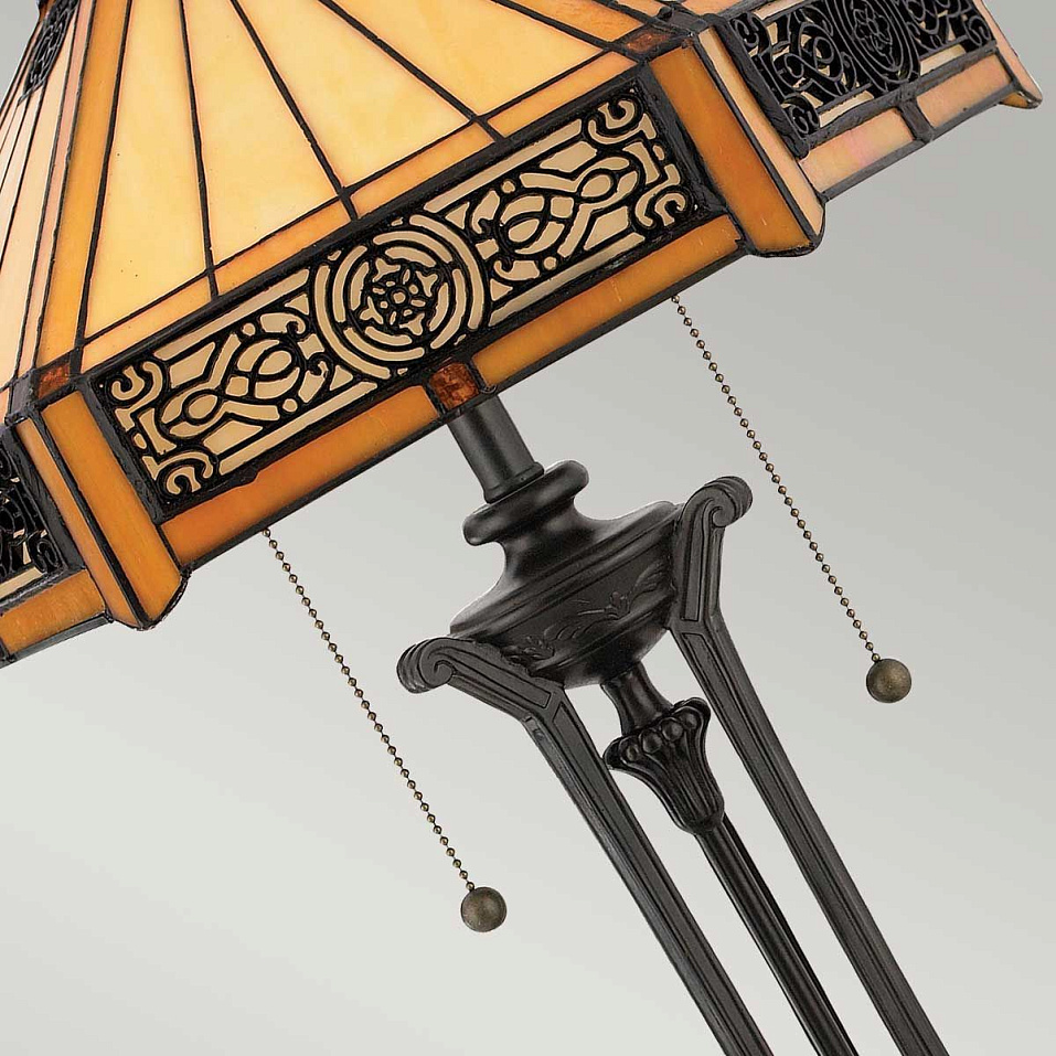 QZ-INDUS-TL  Vintage Bronze/Cream, Orange & Amber// настольный E27 2х60  х   