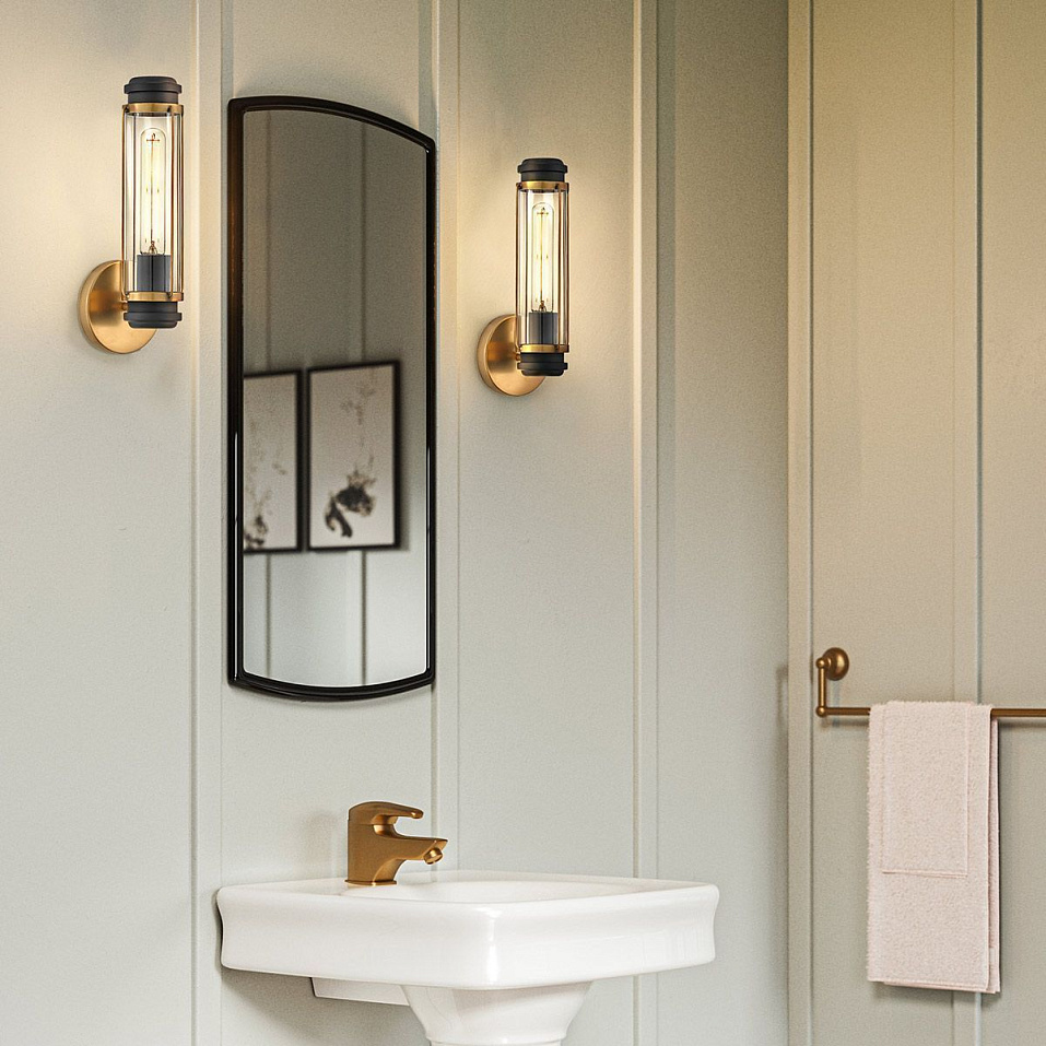 HK-MASTHEAD1-HBBK MASTHEAD Heritage Brass & Black /Clear// настенный E27 1х40  х   