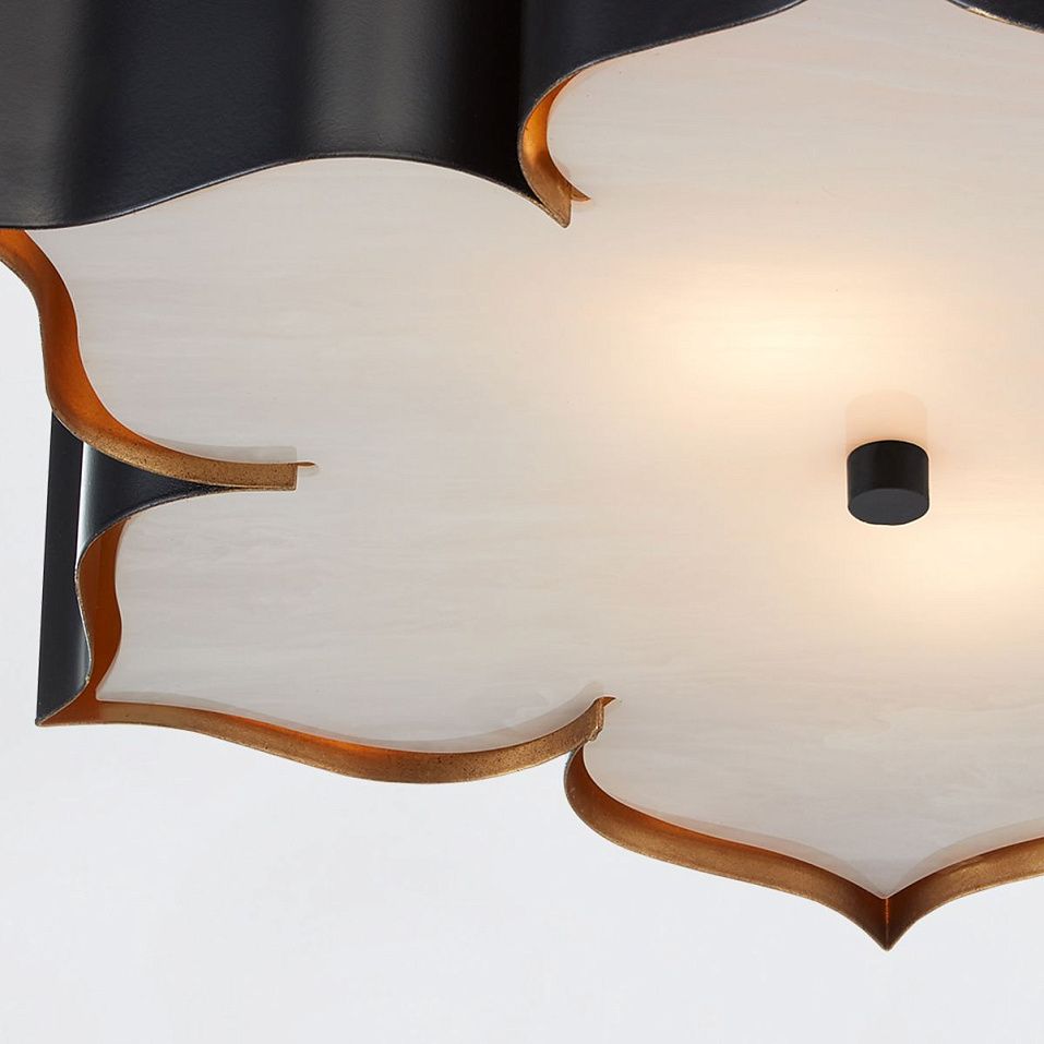 QNC-GRAND-LOTUS-F-L-BCGL GRAND LOTUS Matte Black / Contemporary Gold///Faux Alabaster потолочный E27   