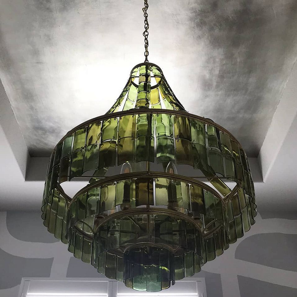 QNC-VINTNER-7P-GR-CGL VINTNER Dark Contemporary Gold Leaf/Recycled Green // подвесной E14 7х60  х   
