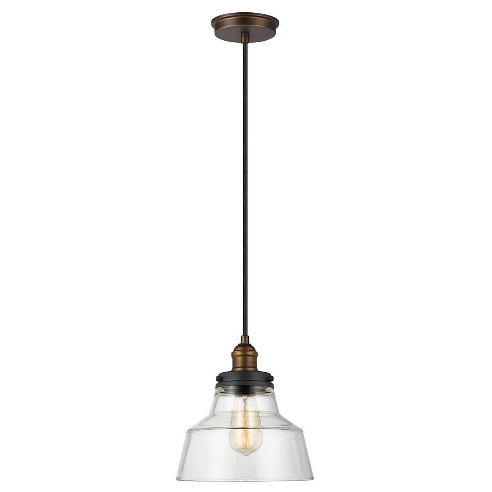 FE-BASKIN-P-A-BR BASKIN Painted Aged Brass/Dark Weathered Zinc /Clear// подвесной E27 1х60  х   