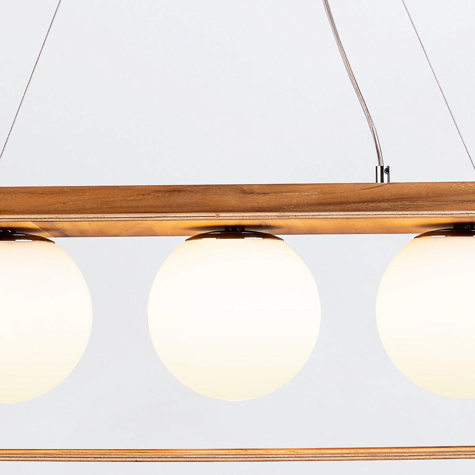 QN-SFERA-3P-TEAK  SFERA Teak Veneer /Nickel-Plated Aluminium /Opal// подвесной E27 3х40  х   