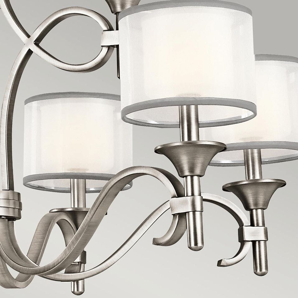 KL-LACEY9-AP LACEY Antique Pewter/Etched Opal Glass, Organza Shades// подвесной E14 9х40  х   