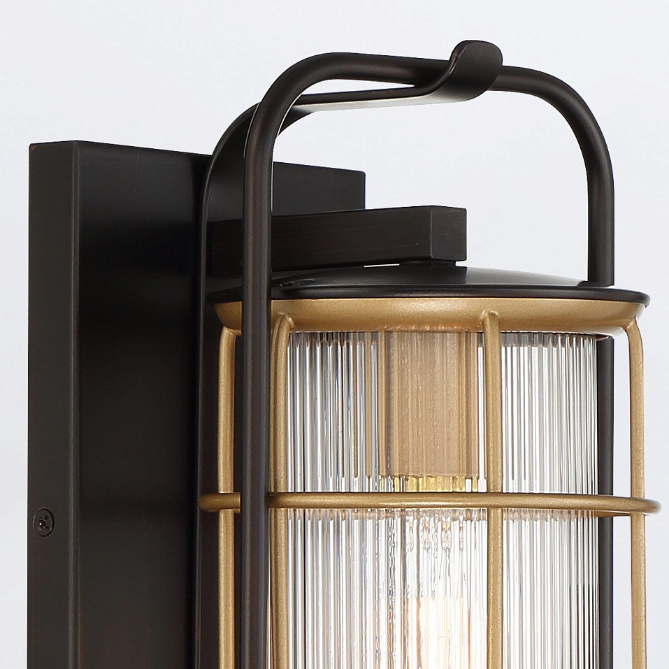 QN-RIVAMAR-M-BLK-GD RIVAMAR Black and Brushed Gold/Clear Ribbed// настенный E27 1х40  х   