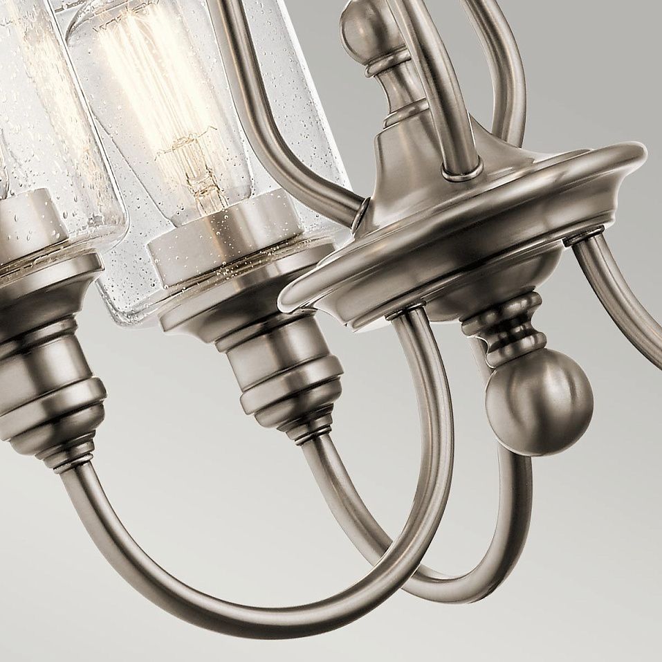 KL-WAVERLY3-CLP WAVERLY Classic Pewter/Seeded Glass// подвесной E14 3х60  х   
