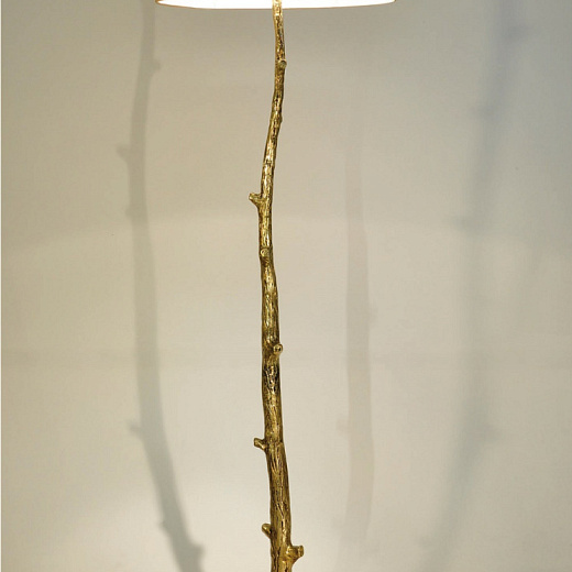 Lifetree – 033 LIFETREE Natural brass/Cylinder lampshade in pebble silk satin// напольный E27 1х100   Lifetree – 033