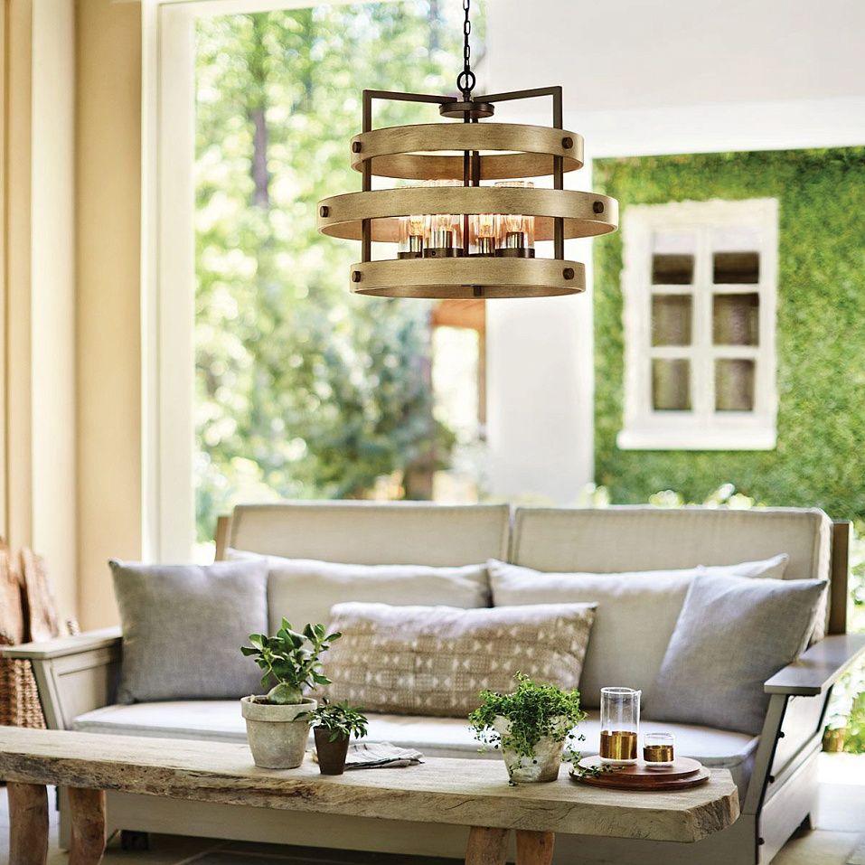 QN-RIVERWOOD4  RIVERWOOD Warm Bronze with Warm Ash accents /Clear// подвесной E27 4х60  х   