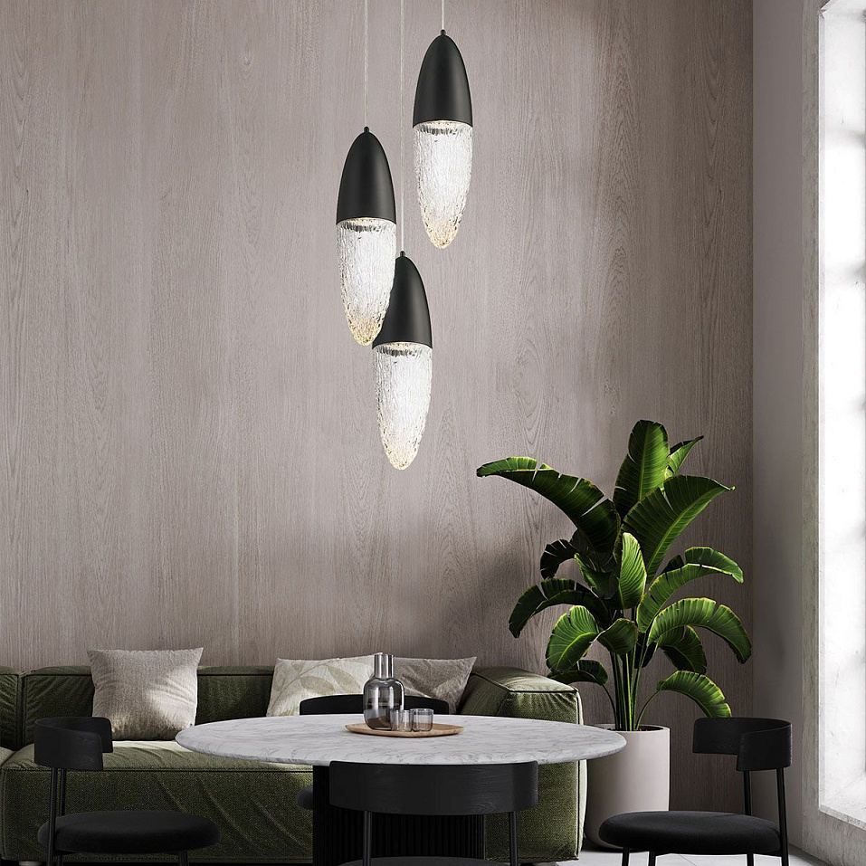 QN-ECROU-1P-BK ECROU Matte Black/Clear// подвесной GU10LED 1х10  х   