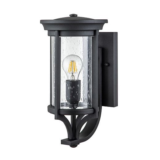 FE-MERRILL1-S-BLK MERRILL Black/Clear Seeded Glass// настенный E27 1х60  х  FE-MERRILL1-S-BLK