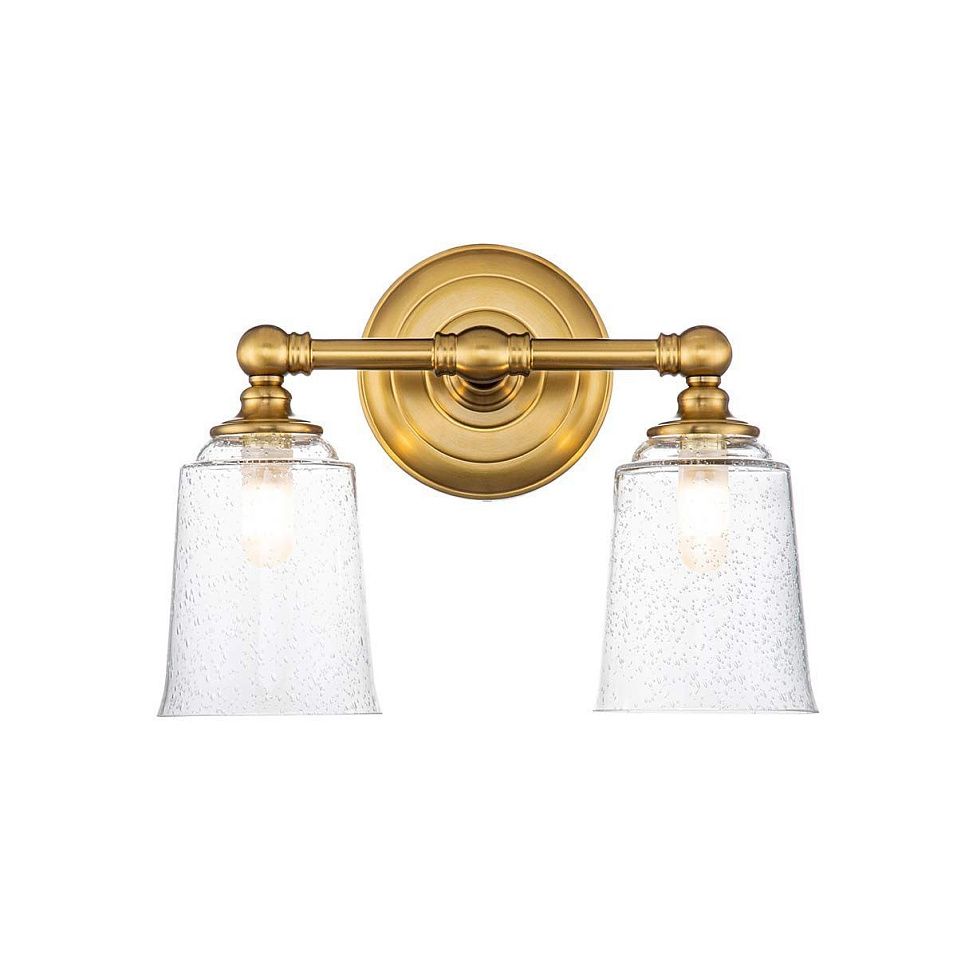 FE-HUGOLAKE2BATH-BB HUGOLAKE Burnished Brass /Clear Seeded Glass// настенный G9 LED 2х3.5  х   