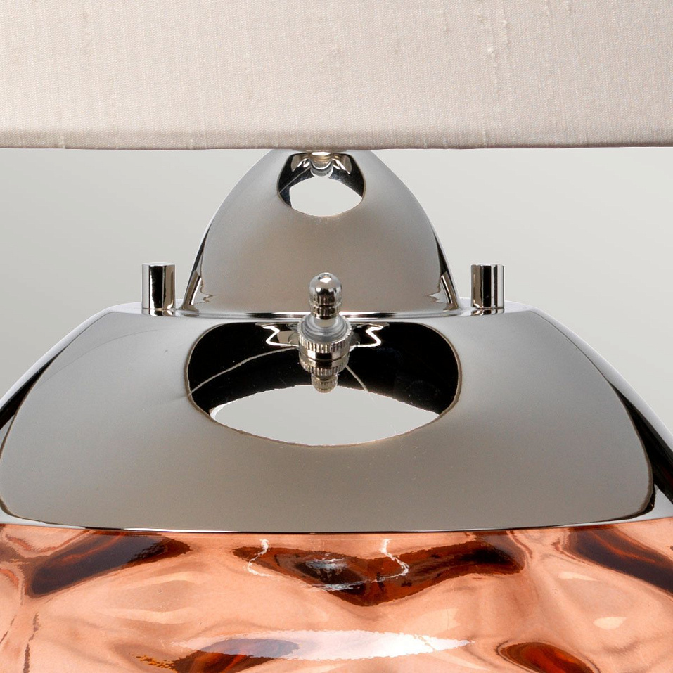 QN-SAMARA-TL-SLM SAMARA Polished Nickel/Orange glass/taupe faux silk// настольный E27 1х60 GU10LED 1   
