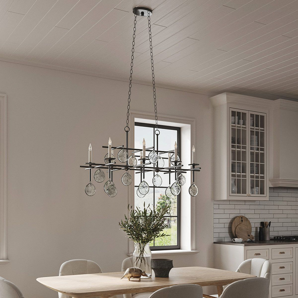 QNC-SETHOS-8LP-ABK SETHOS Old Iron/Recycled Glass/// подвесной E14 8х60  х   