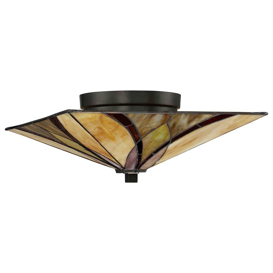QZ-ASHEVILLE-F ASHEVILLE Valiant Bronze/Cream, Amber & Red// потолочный E27 2х60  х   