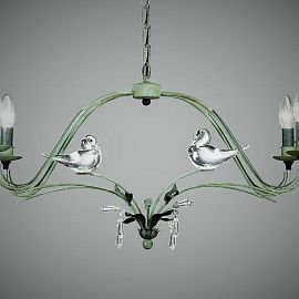 NO 49  green/glass bird// подвесной E14 4х40  х  NO 49