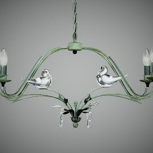 NO 49  green/glass bird// подвесной E14 4х40  х  NO 49