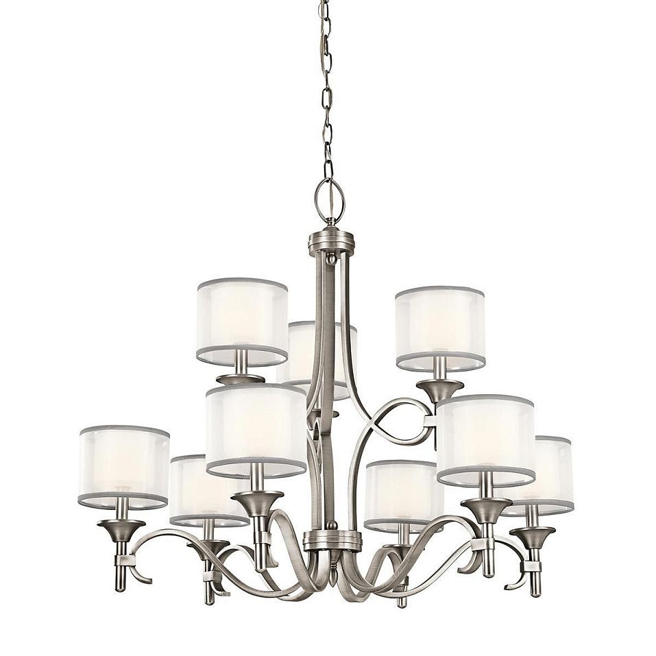 KL-LACEY9-AP LACEY Antique Pewter/Etched Opal Glass, Organza Shades// подвесной E14 9х40  х   