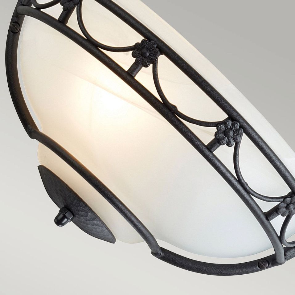 CB-WU-BLACK CARISBROOKE Black / Alabaster Style Glass // настенный E27 1х60  х   