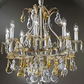 100/6 FRUIT слоновая кость с золотистой патиной/прозрачный, медовый// подвесной E14 6х40  х  100/6