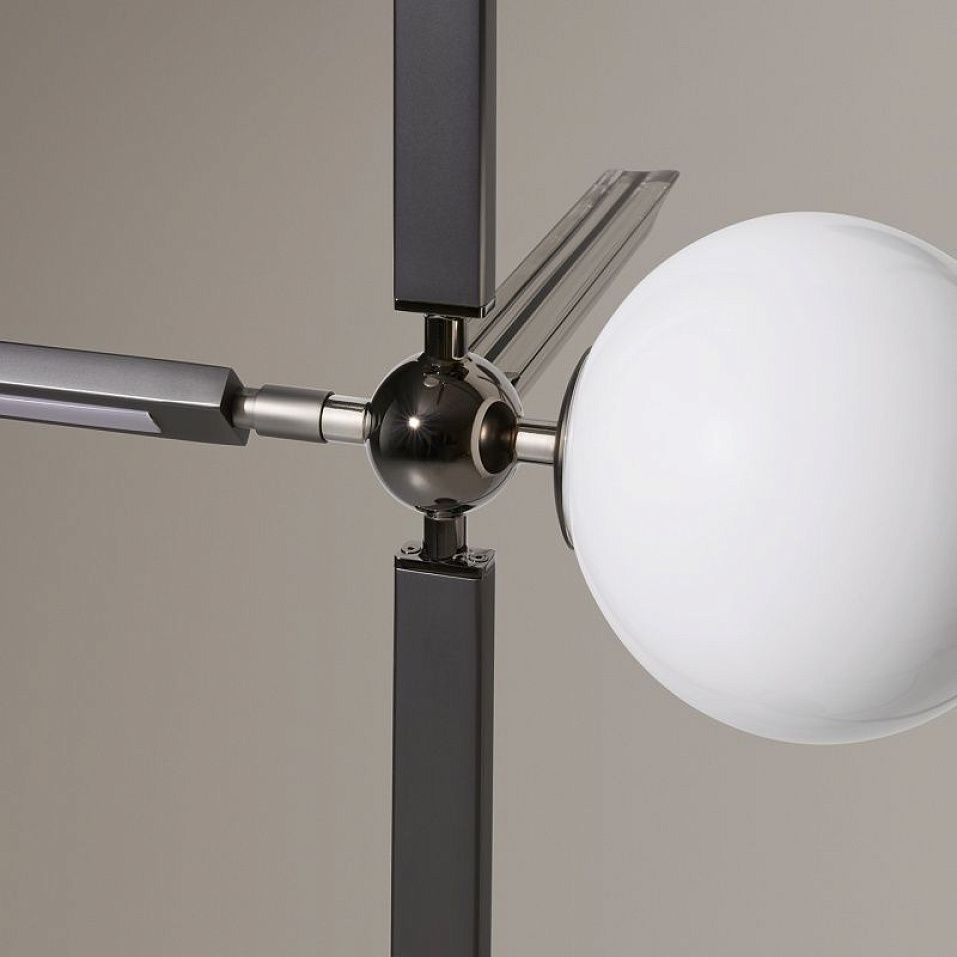 011F1M07GW.CE/UL PINOCCHIO FLOOR MATTE BLACK NICKEL/POLISHED BLACK NICKEL/WHITE/SMOKE GREY TRIHEDRON   