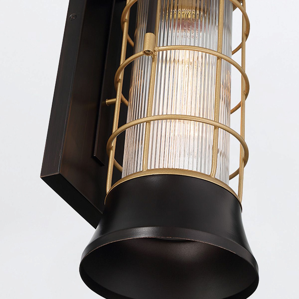 QN-RIVAMAR-M-BLK-GD RIVAMAR Black and Brushed Gold/Clear Ribbed// настенный E27 1х40  х   