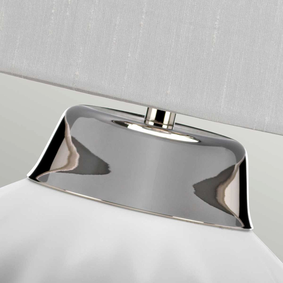 QN-BEXLEY-TL-WPN BEXLEY White & Polished Nickel/Light Ivory with silver laminate inner// настольный    