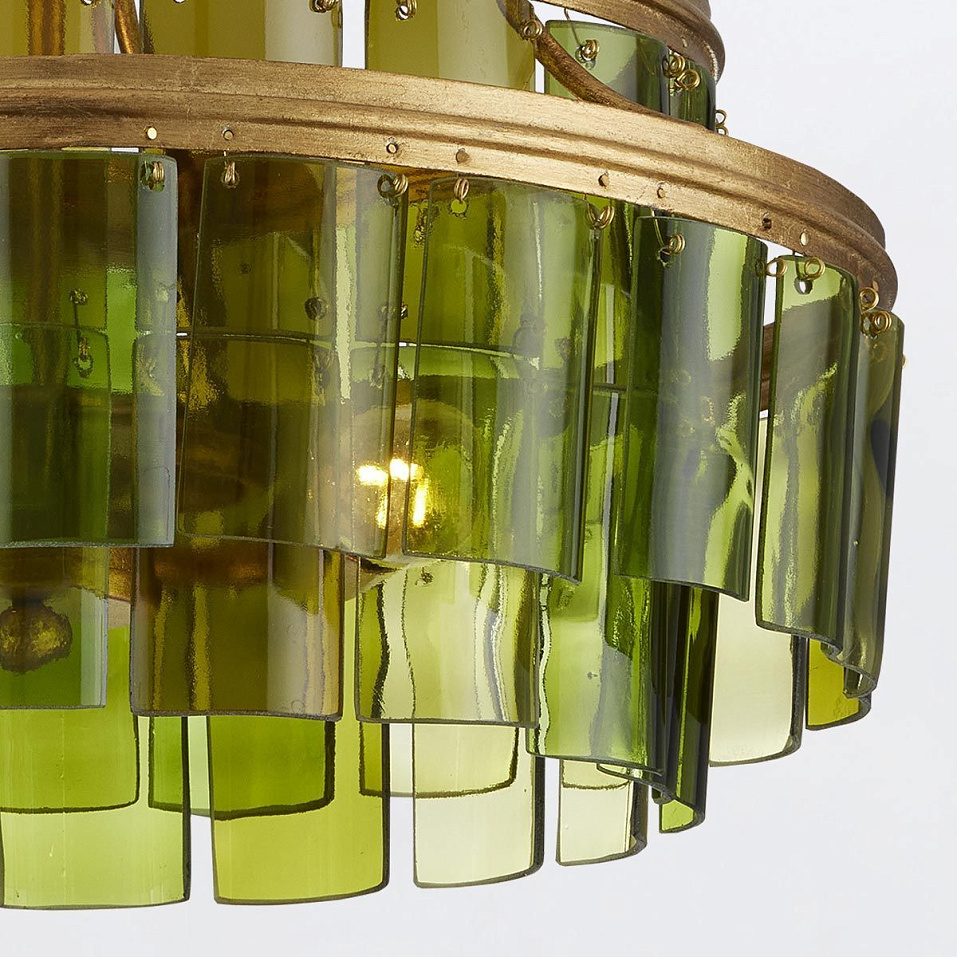 QNC-VINTNER-3SF-GR-CGL VINTNER Contemporary Gold Leaf/Recycled Green// потолочный E14 3х40  х   