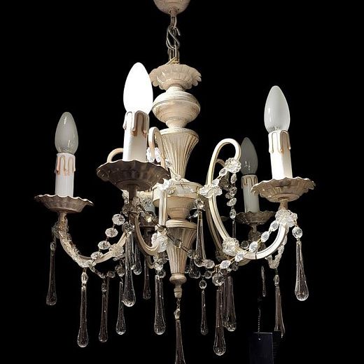 3593/5 OLD STYLE ivory-gold patina/half cut drops// подвесной E14 5х40  х  3593/5