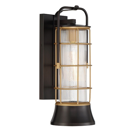 QN-RIVAMAR-M-BLK-GD RIVAMAR Black and Brushed Gold/Clear Ribbed// настенный E27 1х40  х  QN-RIVAMAR-M-BLK-GD